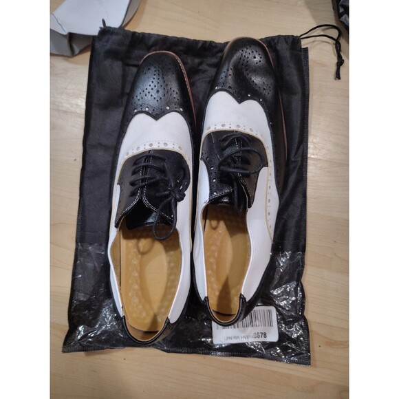 Men's Two Tone Wing Tip Lace up Formal Oxford Dress Shoes Brogue Wedding US - Picture 2 of 6